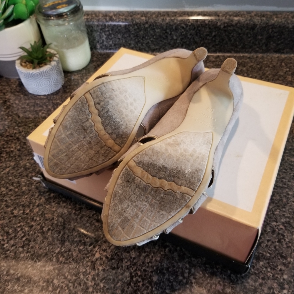 Taupe Open Toe Pumps - Picture 2 of 3
